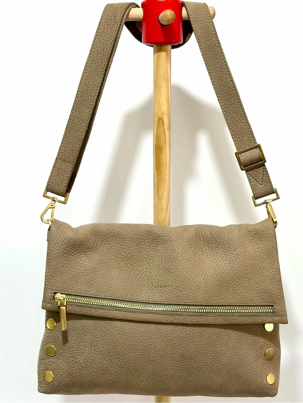 Hammitt VIP LG Crossbody Bag In Grey Natural Nubuck/Brushed Gold